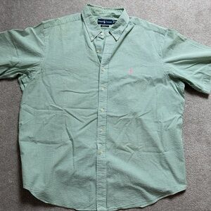Vintage Ralph Lauren seersucker Green stripe short sleeve button down